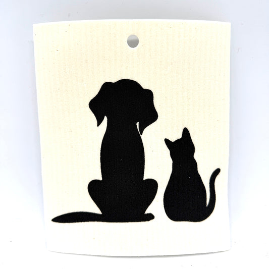 Dog and Cat Profile Swedish Dishcloth