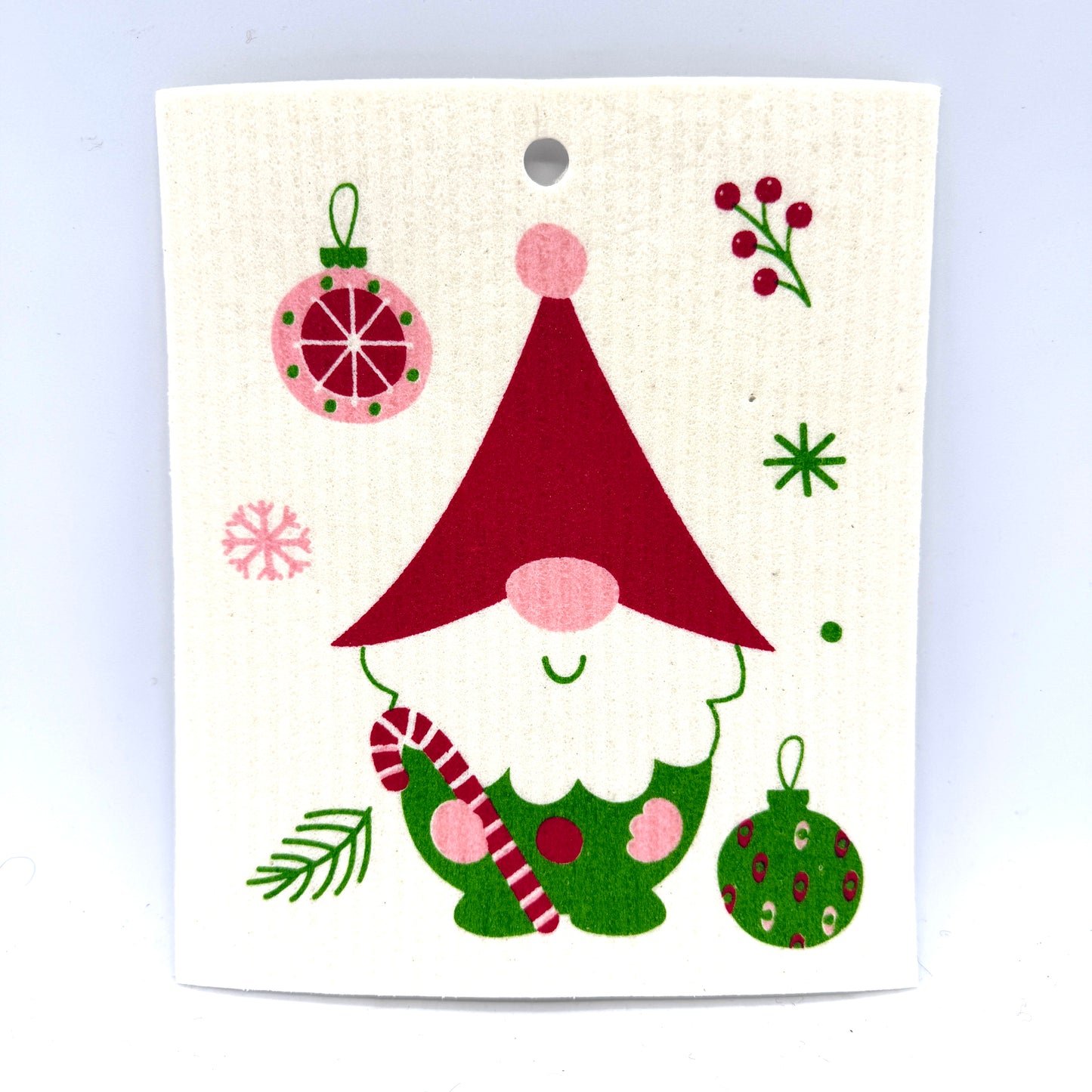 Candy Cane Gnome Swedish Dishcloth