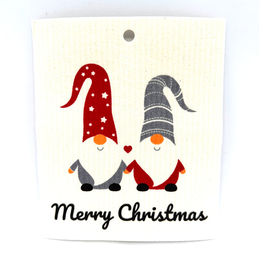 Merry Christmas Gnomes Swedish Dishcloth