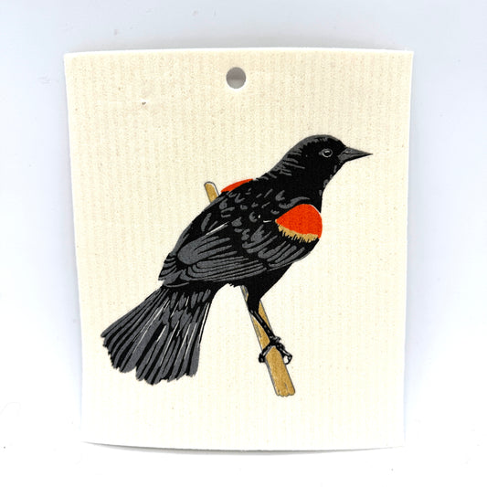 Red Winged Blackbird Swedish Dishcloth