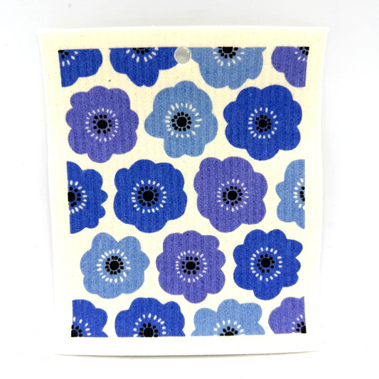 Blue Flowers Swedish Dishcloth