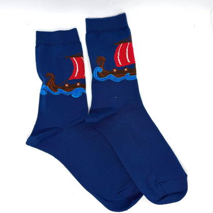 Suva Viking Ship Socks (Blue)