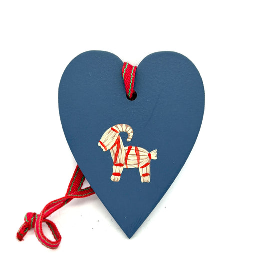 Julebukk Heart Wood Ornament