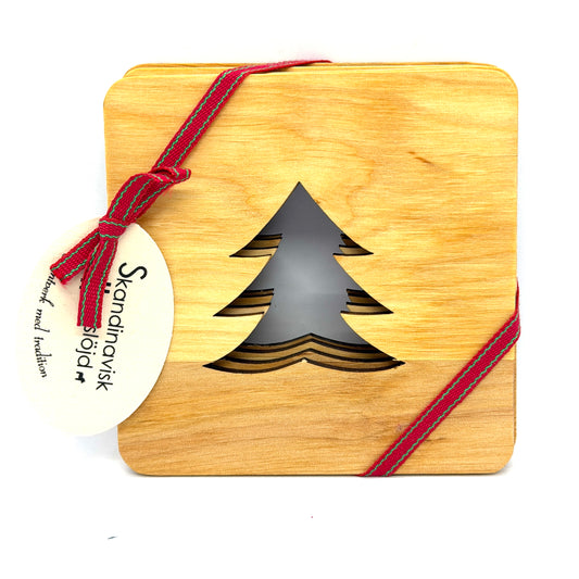 Christmas Tree Wood Coaster 4 pack