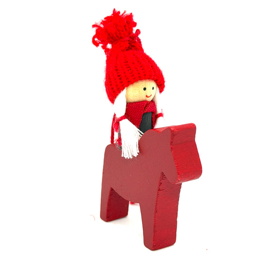 Tomtegirl on Horse Ornament