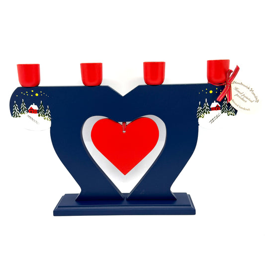 Winter Cabin Heart Candelabra