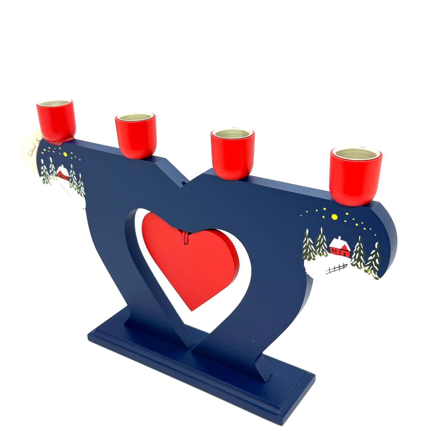 Winter Cabin Heart Candelabra