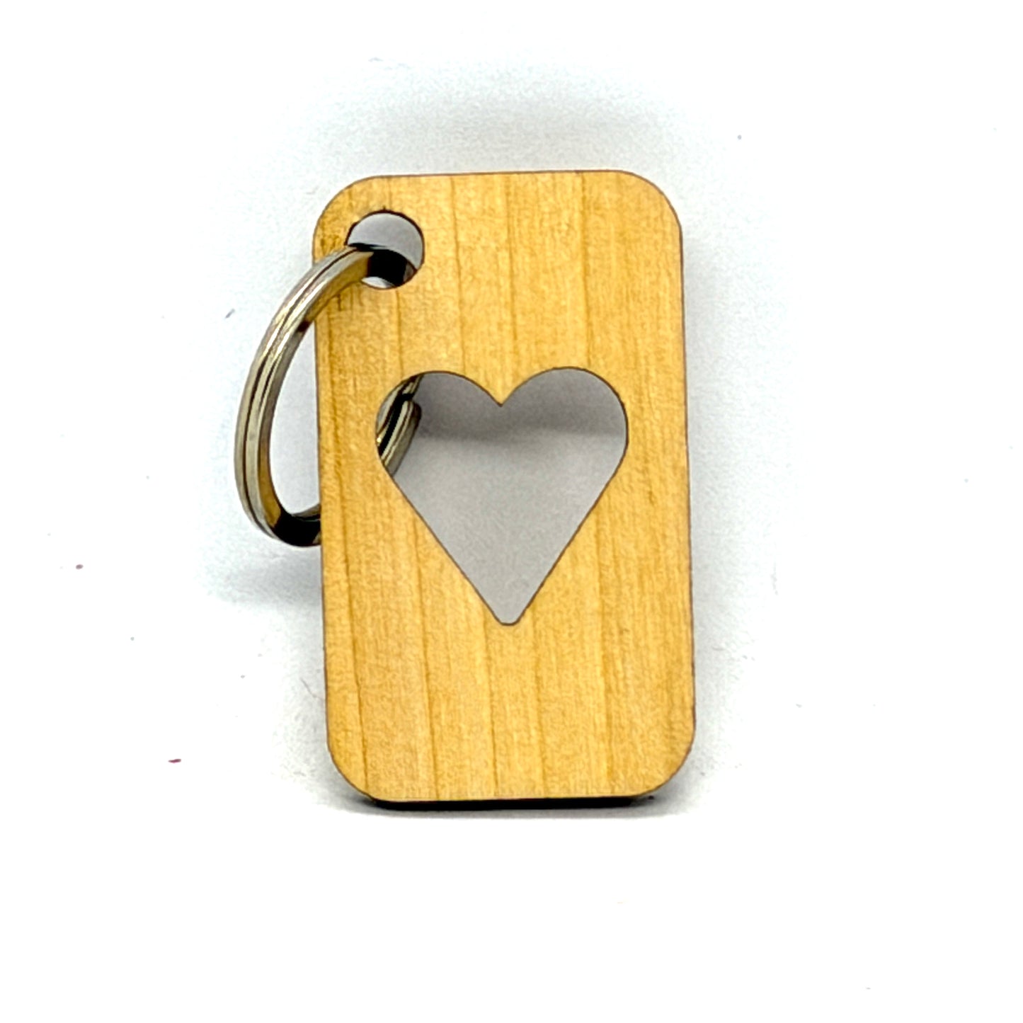 Wood Heart Cut-Out Keychain