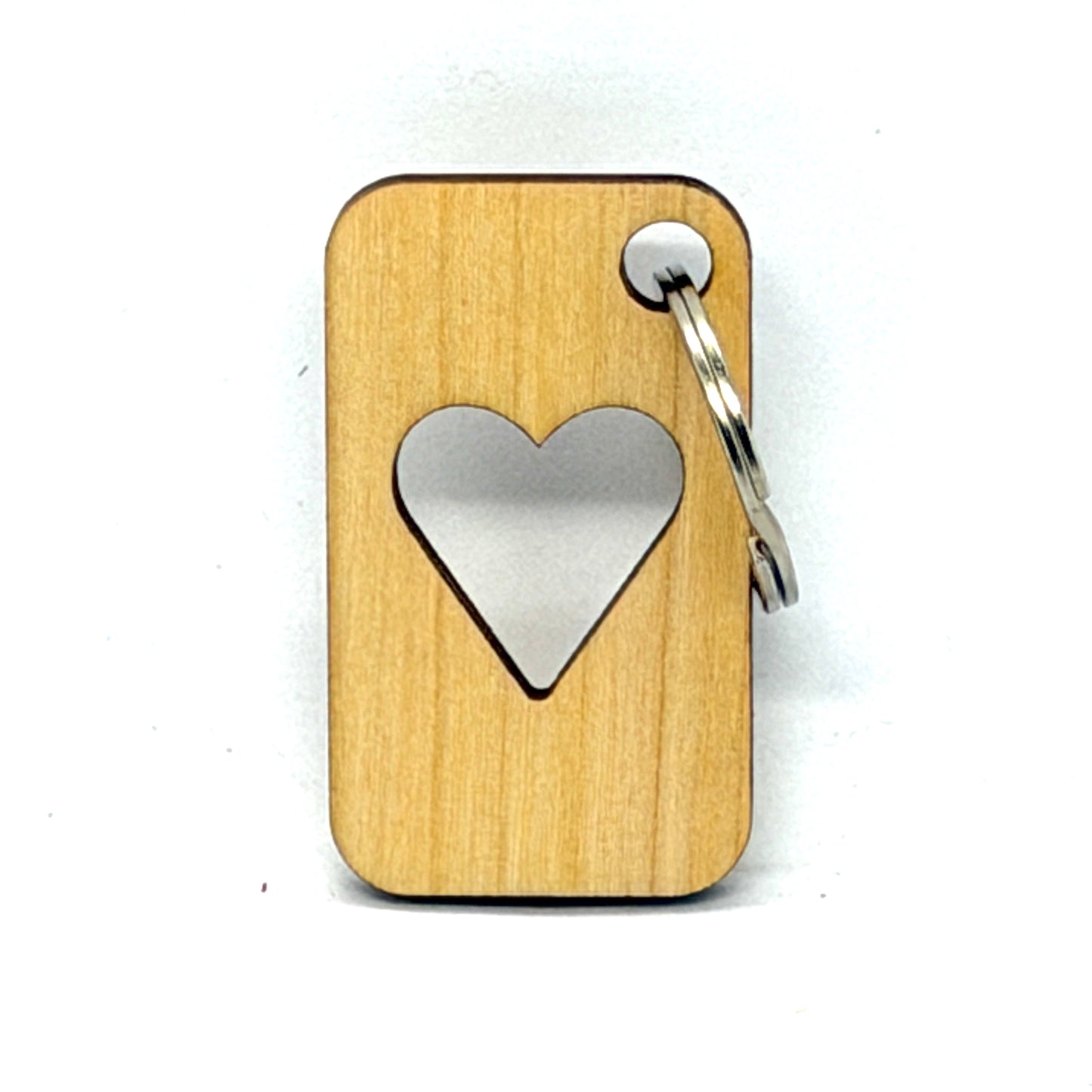 Wood Heart Cut-Out Keychain