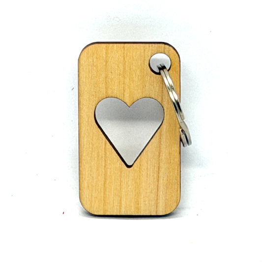 Wood Heart Cut-Out Keychain