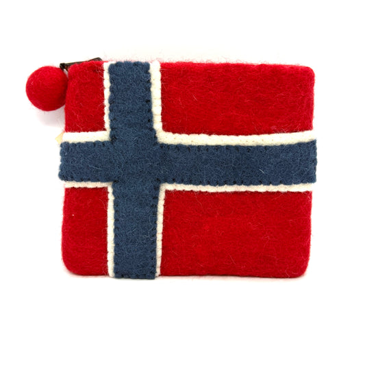 Norwegian Flag Felted Coin Purse