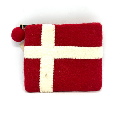 Danish Flag Felted Coin Purse