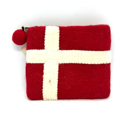 Danish Flag Felted Coin Purse