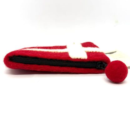 Danish Flag Felted Coin Purse