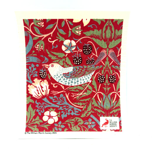 Strawberry Thief Red Swedish Dishcloth