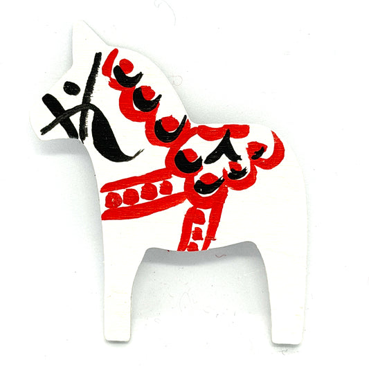 Dalahorse Wood Magnet (white)