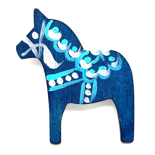 Dalahorse Wood Magnet (blue)
