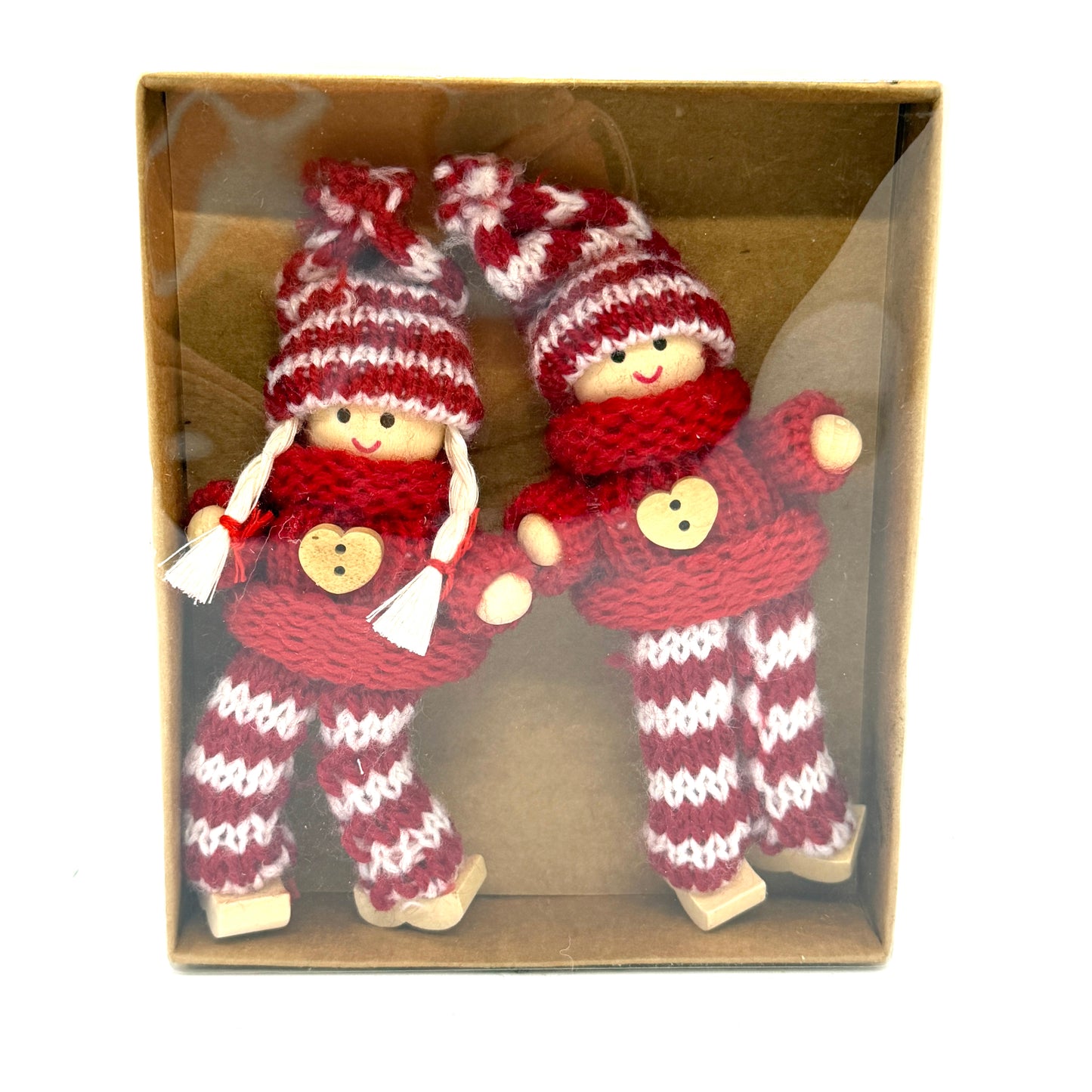 Boy & Girl Tomten Ornaments with Heart Buttons