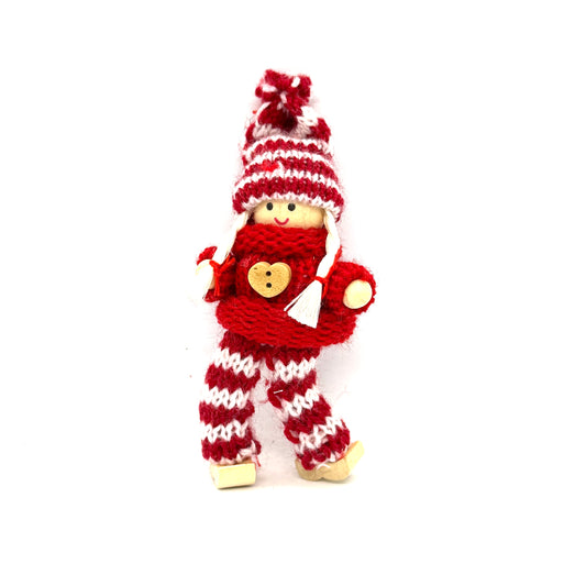 Boy & Girl Tomten Ornaments with Heart Buttons