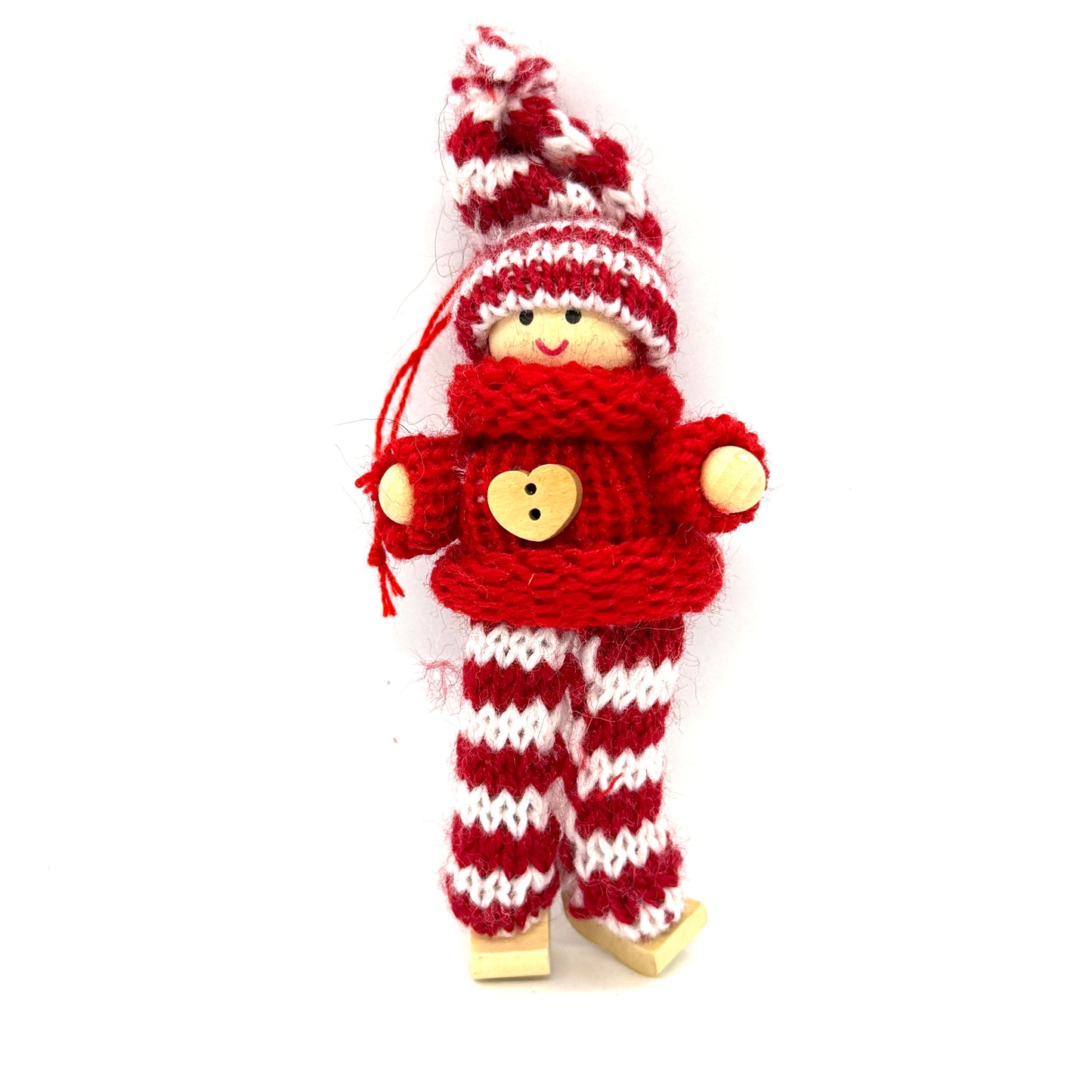 Boy & Girl Tomten Ornaments with Heart Buttons