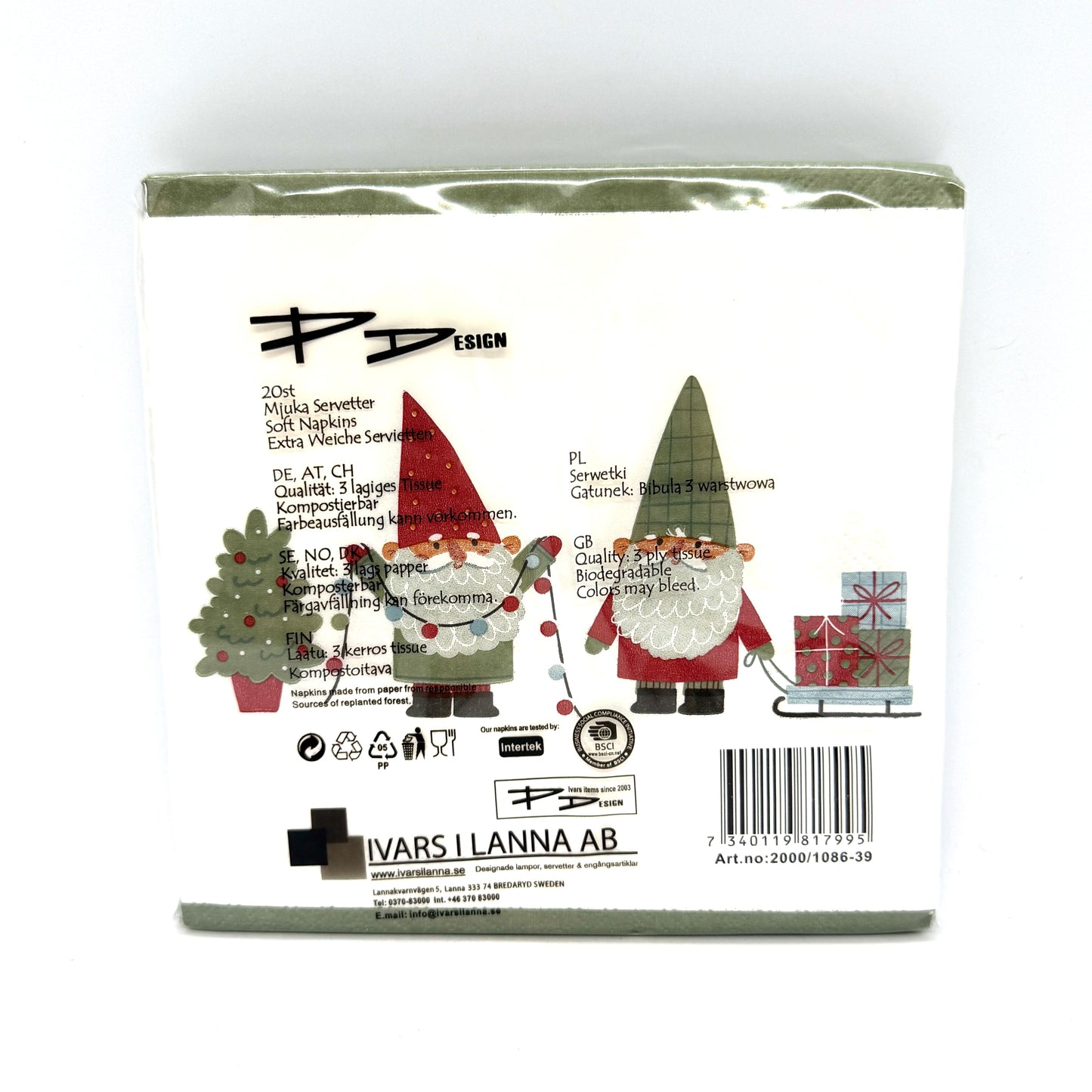 Tomte Sled and Tree Lights Dinner Napkins