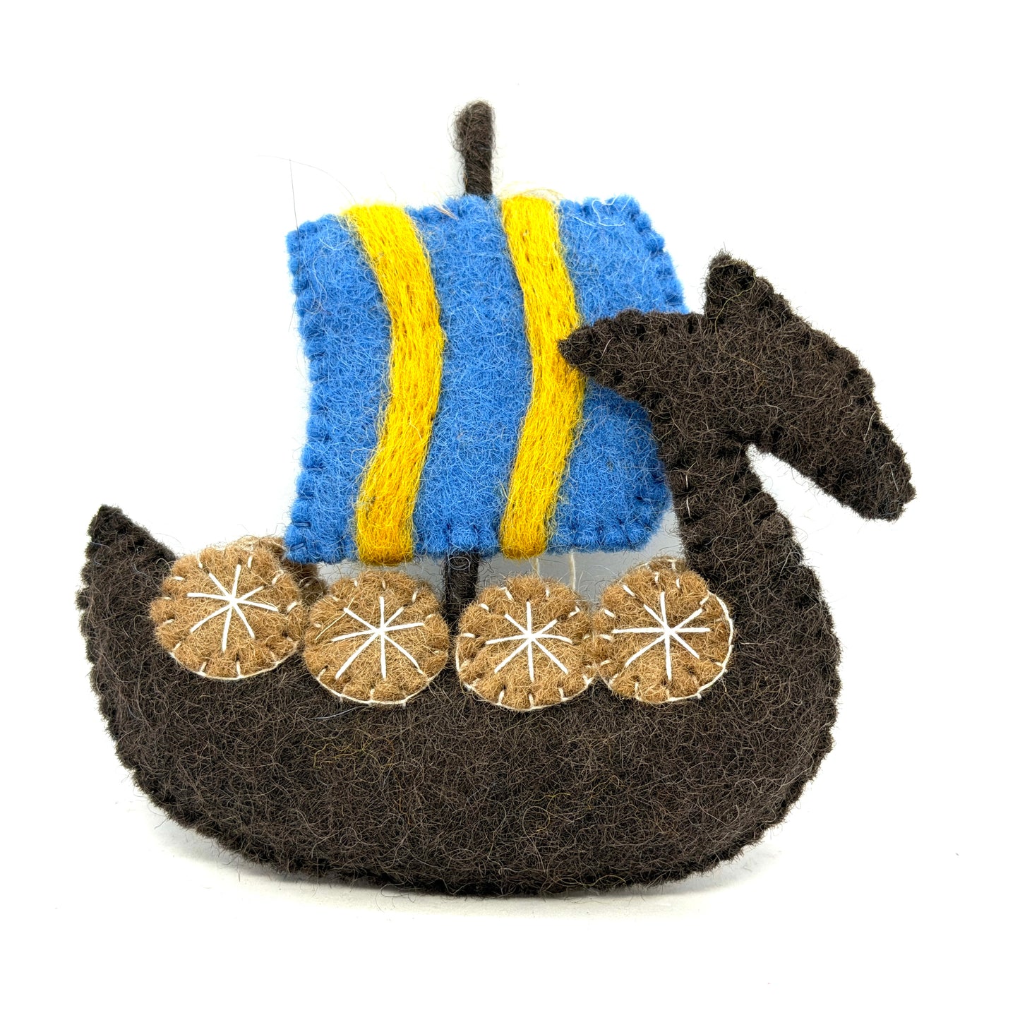 Swedish Flag Viking Ship Felt Ornament