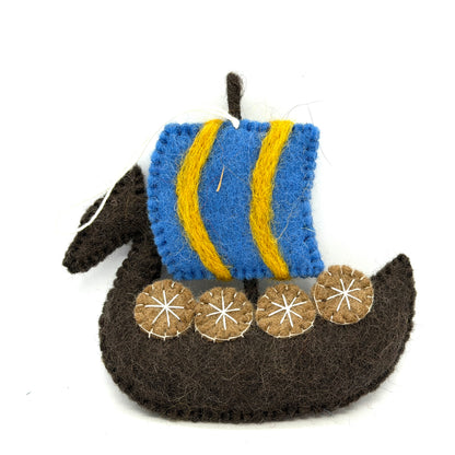 Swedish Flag Viking Ship Felt Ornament