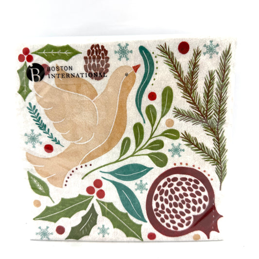 Winter Berry Dove Dinner Napkin