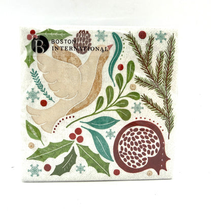 Winter Berry Dove Cocktail Napkin