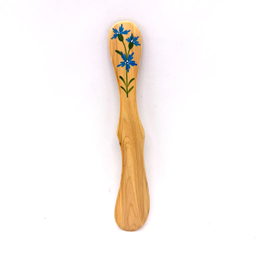 Anemone Flower Juniper Wood Spreader – Hand-Painted in Sweden