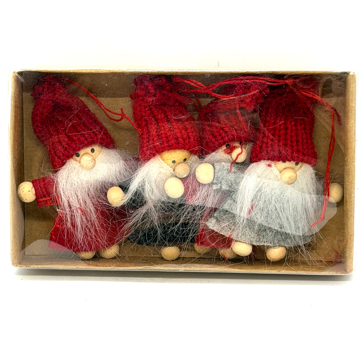 Knit Hat Bearded Tomte Ornaments – 4 Piece Set