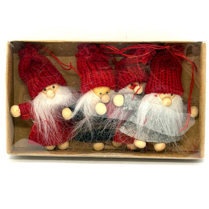 Knit Hat Bearded Tomte Ornaments – 4 Piece Set