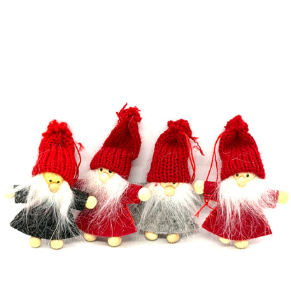 Knit Hat Bearded Tomte Ornaments – 4 Piece Set