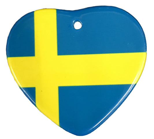 Swedish Flag Heart Ceramic Ornament 