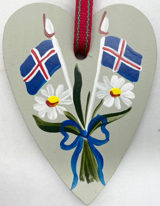 Iceland Heart Wood Ornament