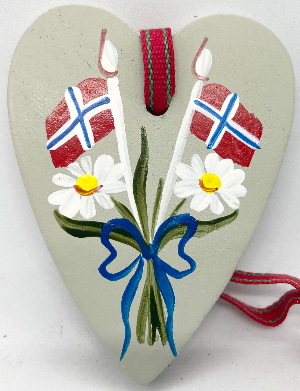 Norway Flag Wood Heart Ornament