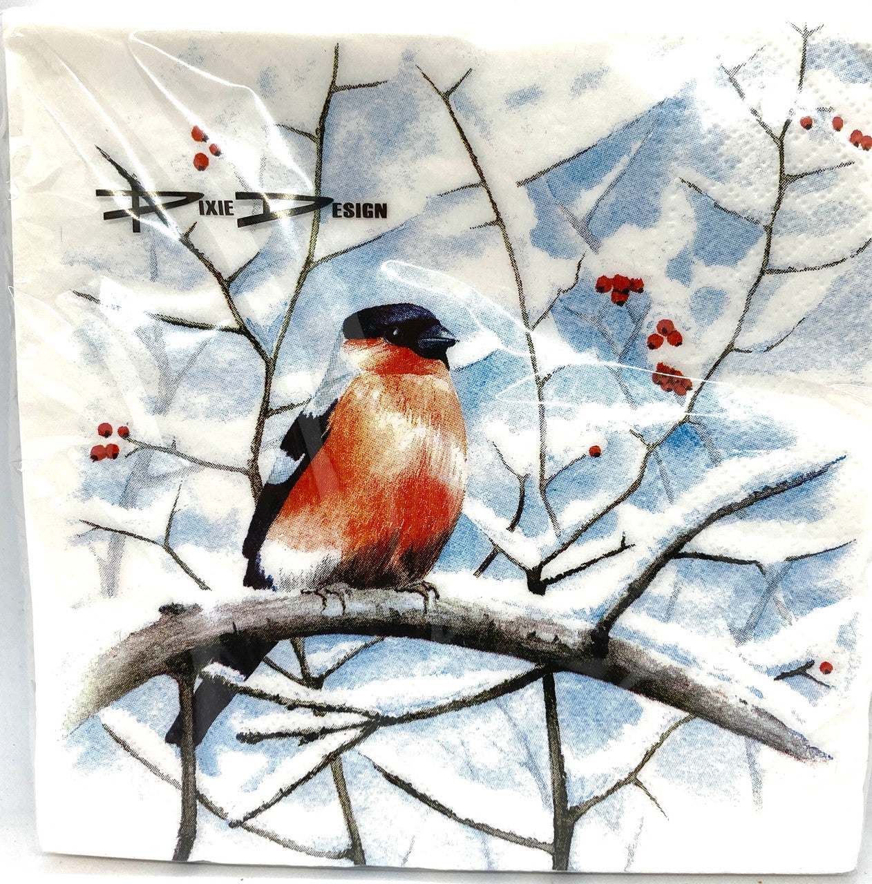 Bullfinch and Snowy Branch. Nice paper napkins for nice people.  Dig it!