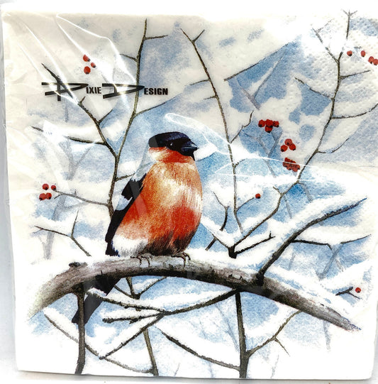 Bullfinch and Snowy Branch. Nice paper napkins for nice people.  Dig it!