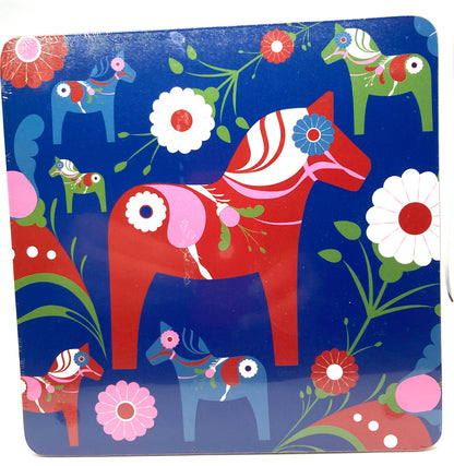 Blue Dala Folk Art Cork Board Trivet