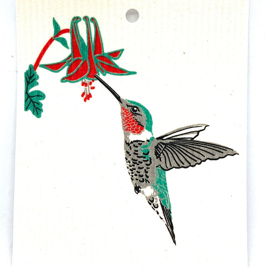 Hummingbird and Flower Swedish Dishcloth
