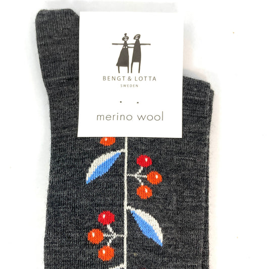 Bengt & Lotta Berries Knee Socks (Gray)