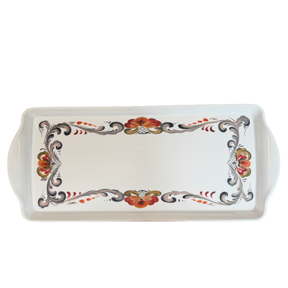 Floral Border Folk Art Serving Tray