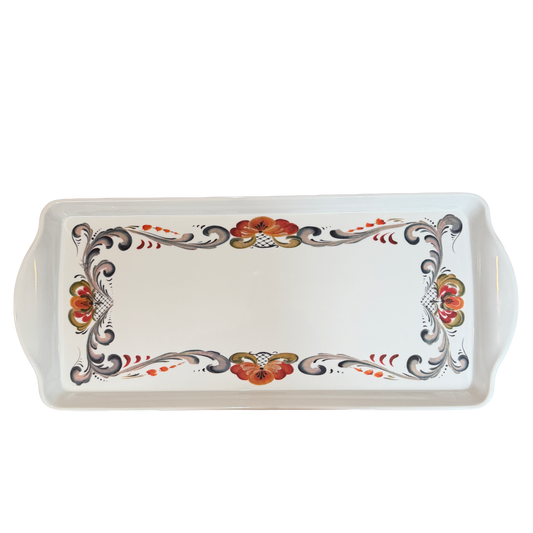 Floral Border Folk Art Serving Tray