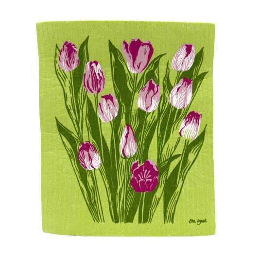 Pink Tulip Swedish Dishcloth