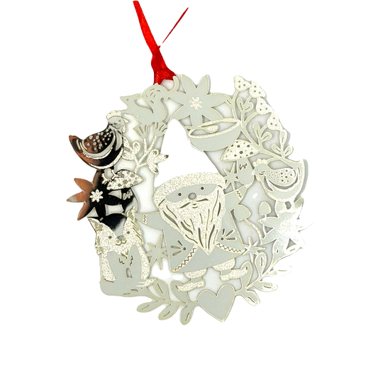 Santa and Fox Hanging Decoration