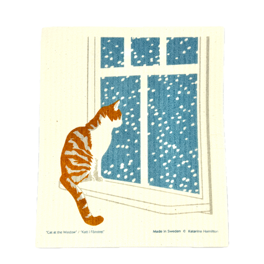 Cat in the Window Swedish Dishcloth
