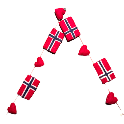 Norwegian Flag & Heart Felt Garland