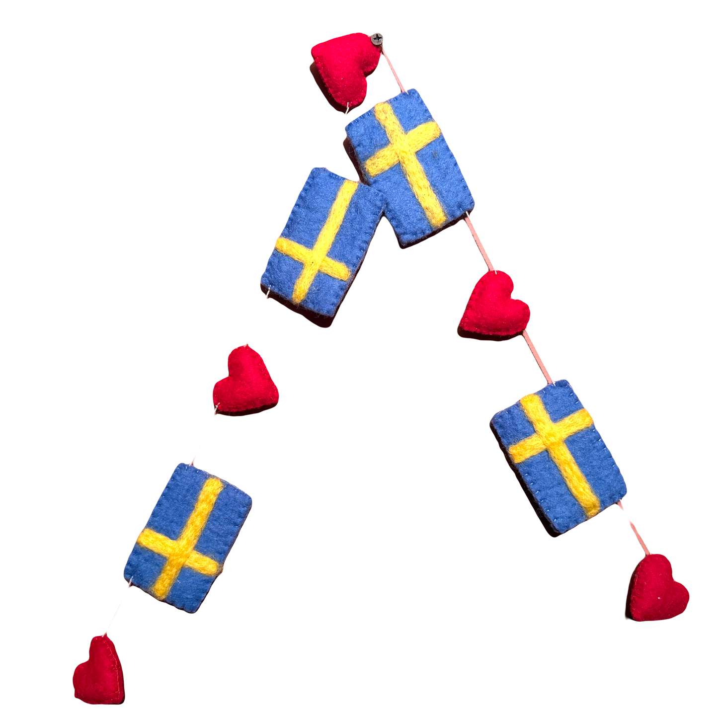 Swedish Flag & Heart Felt Garland