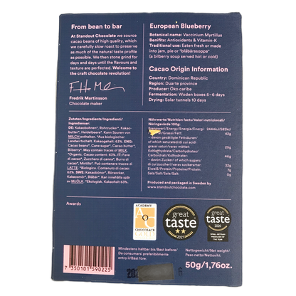 Standout European Blueberry Chocolate Bar