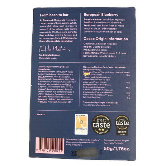 Standout European Blueberry Chocolate Bar